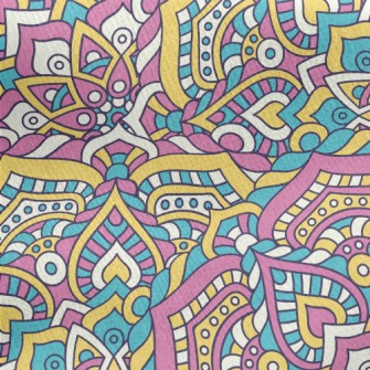 Sweet Ethnic Flower Jersey Backed Fleece