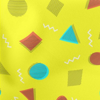 Abstract Circles And Triangles Lightweight Cotton Poplin