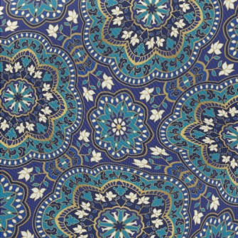 Blue Pattern Midweight Cotton Poplin