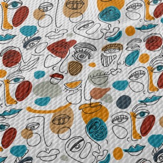 Abstract Art Human Face Birdseye Piqué