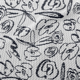 Hand Drawn Abstract Flowers Birdseye Piqué