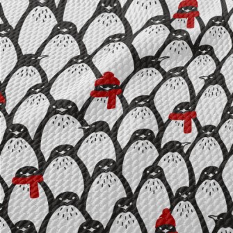 Red Winter Penguin Birdseye Piqué