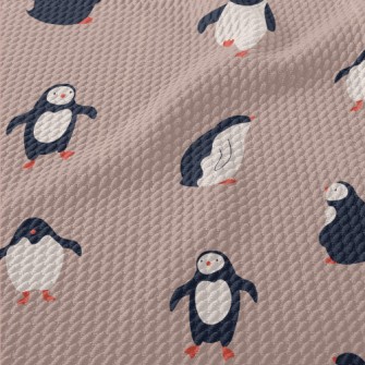 Hand Drawn Playful Penguin Birdseye Piqué