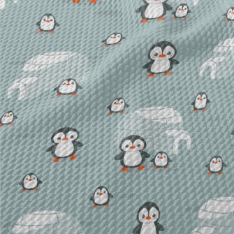 Penguin Family And Igloo Birdseye Piqué