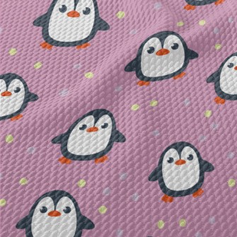 Penguins With Colored Dots Birdseye Piqué
