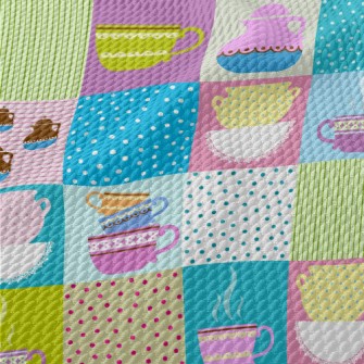 Colorful Tea Set Birdseye Piqué