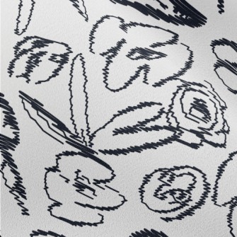 Hand Drawn Abstract Flowers Chiffon