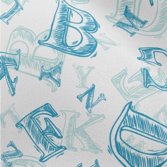 Hand Drawn Blue Letters Chiffon