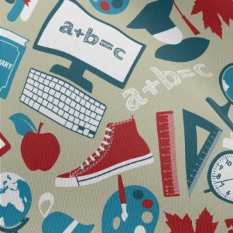 School Items Pattern Chiffon