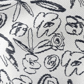 Hand Drawn Abstract Flowers Waterproof Canvas