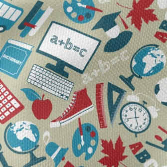 School Items Pattern Waterproof Canvas