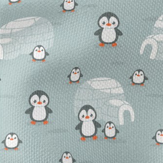 Penguin Family And Igloo Waterproof Canvas