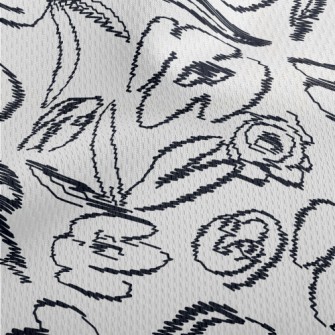 Hand Drawn Abstract Flowers Athletic Mesh Flat Back