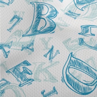 Hand Drawn Blue Letters Athletic Mesh Flat Back