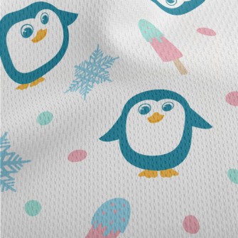Cartoon Penguin With Popsicle Athletic Mesh Flat Back