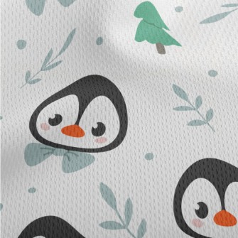 Cartoon Penguin Wearing A Bow Athletic Mesh Flat Back