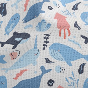 Cute Underwater Creatures Athletic Mesh Flat Back