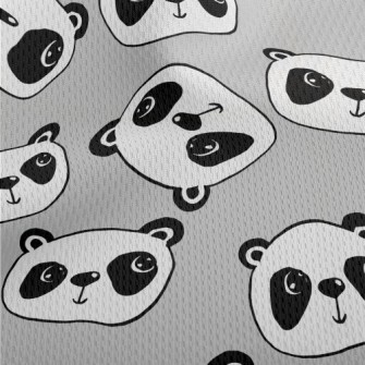 Cartoon Doodle Panda Athletic Mesh Flat Back