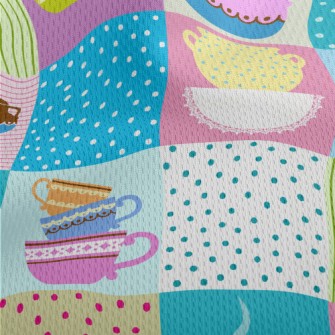 Colorful Tea Set Athletic Mesh Flat Back