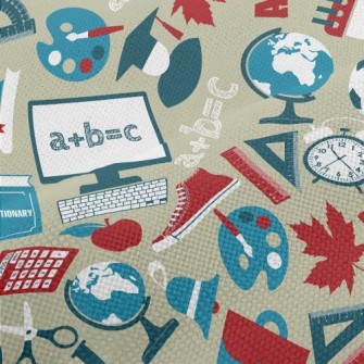 School Items Pattern Performance Linen