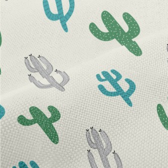 Hand Drawn Cactus Illustration Performance Linen