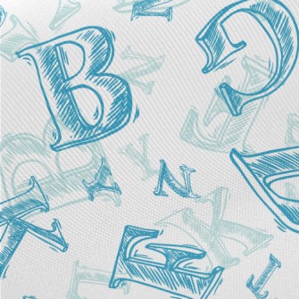 Hand Drawn Blue Letters Twill