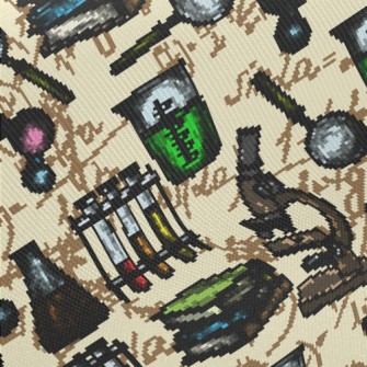 Hand Drawn Science Tools Twill