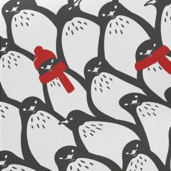 Red Winter Penguin Twill