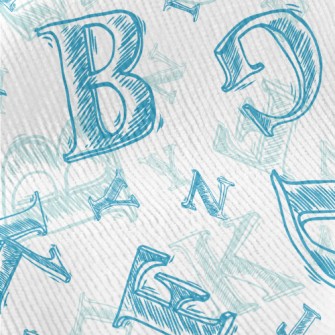 Hand Drawn Blue Letters Standard Corduroy