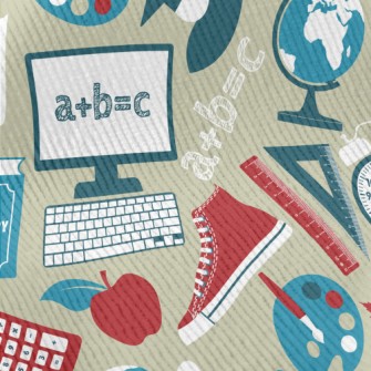 School Items Pattern Standard Corduroy