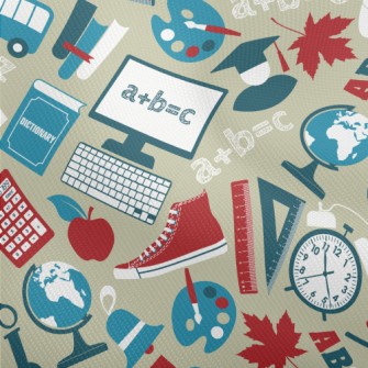 School Items Pattern Dobby