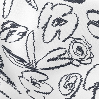 Hand Drawn Abstract Flowers Stretch Ponte
