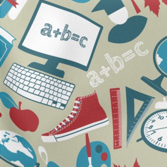 School Items Pattern Stretch Ponte