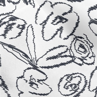 Hand Drawn Abstract Flowers Micro Fleece