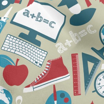 School Items Pattern Micro Fleece