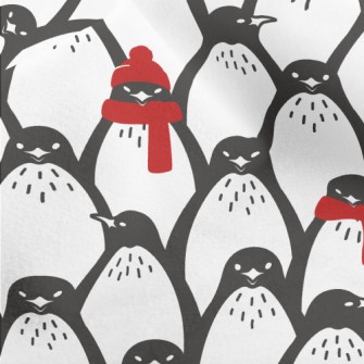 Red Winter Penguin Micro Fleece
