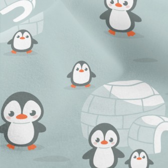 Penguin Family And Igloo Micro Fleece