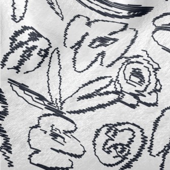 Hand Drawn Abstract Flowers Minky