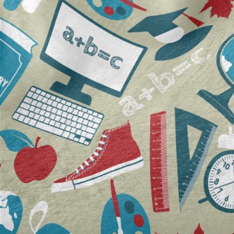 School Items Pattern Minky