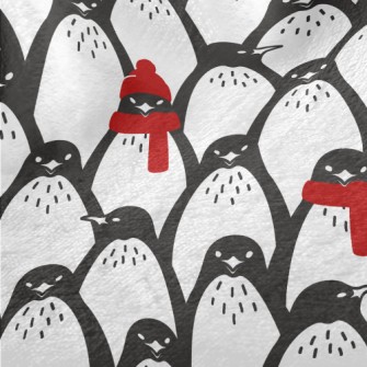 Red Winter Penguin Minky