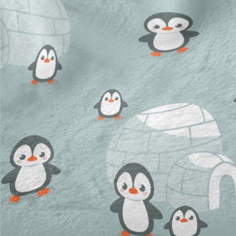 Penguin Family And Igloo Minky