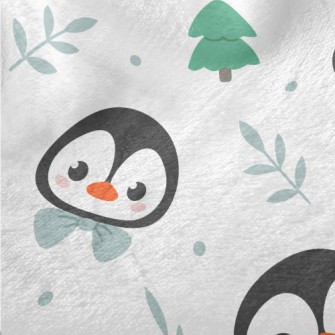 Cartoon Penguin Wearing A Bow Minky