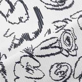 Hand Drawn Abstract Flowers Piqué