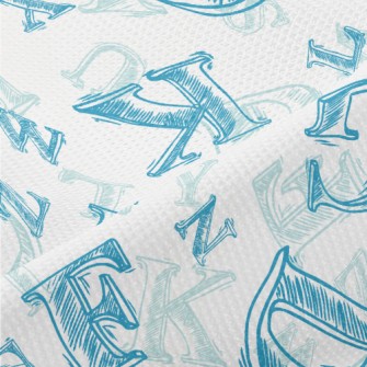 Hand Drawn Blue Letters Piqué