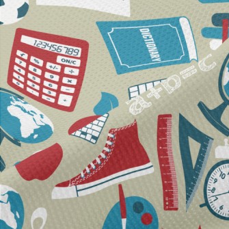 School Items Pattern Piqué