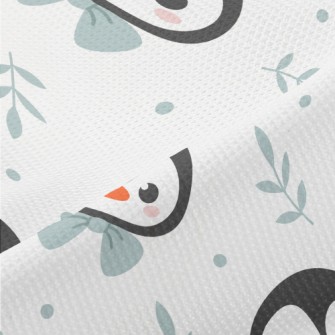 Cartoon Penguin Wearing A Bow Piqué