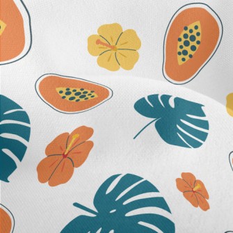 Hand Drawn Cartoon Papaya Lightweight Performance Linen