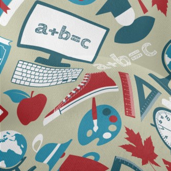 School Items Pattern Lightweight Performance Linen