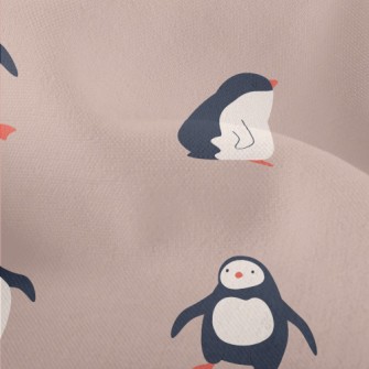 Hand Drawn Playful Penguin Lightweight Performance Linen
