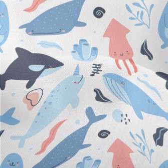 Cute Underwater Creatures Lightweight Performance Linen